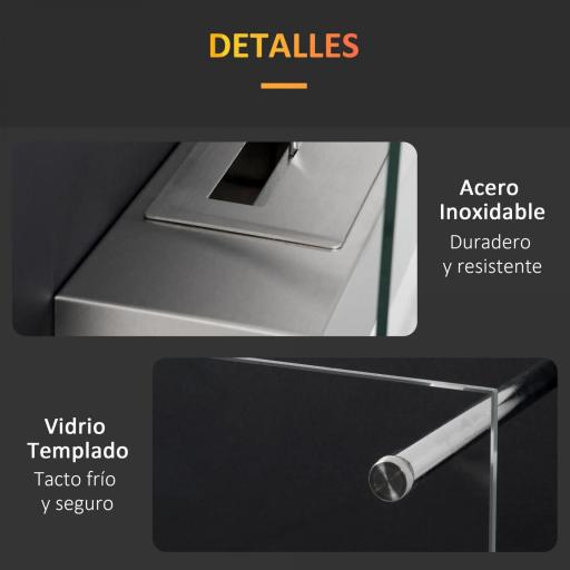 Chimenea de Bioetanol de Pared 60x22x40 cm Capacidad de 1,5L Combustión de 3 Horas para Salón Dormitorio Negro [3]