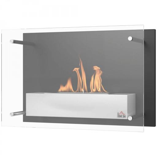 Chimenea de Bioetanol de Pared 60x22x40 cm Capacidad de 1,5L Combustión de 3 Horas para Salón Dormitorio Negro [10]
