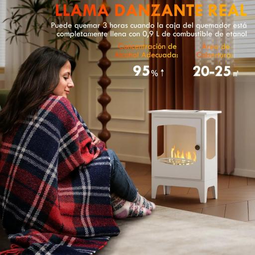 Chimenea de Bioetanol 7000BTU Chimenea de Bioetanol de Acero Tanque de 0,9 L Tiempo de Combustión 3H 39x26x54 cm [4]