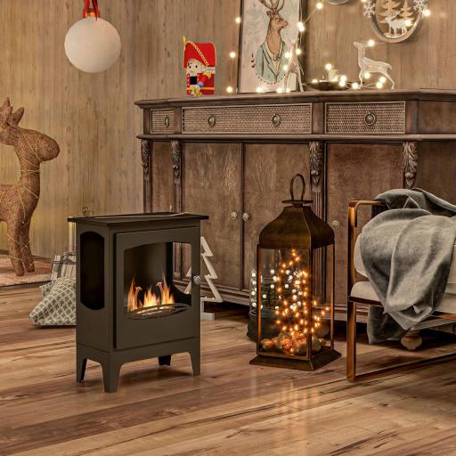 Chimenea de Etanol 7000BTU Chimenea de Bioetanol de Acero Tanque de 0,9 L Tiempo de Combustión 3H 39x26x54 cm Negro