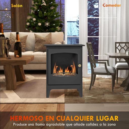 Chimenea de Etanol 7000BTU Chimenea de Bioetanol de Acero Tanque de 0,9 L Tiempo de Combustión 3H 39x26x54 cm Negro [4]