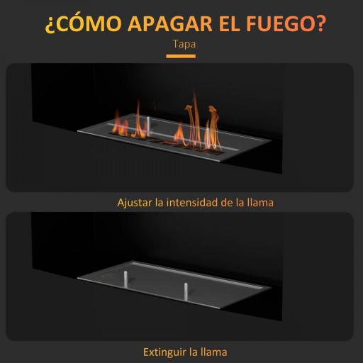 Chimenea de Bioetanol de Pared con Tanque de 0,9 L Tiempo de Combustión 3,3H para Interiores 15-20 m² 66x16x52 cm Negro [2]