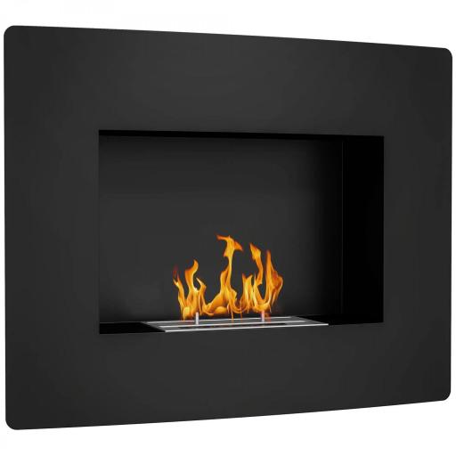 Chimenea de Bioetanol de Pared con Tanque de 0,9 L Tiempo de Combustión 3,3H para Interiores 15-20 m² 66x16x52 cm Negro [7]