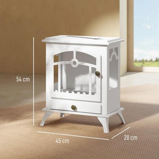 Estufa de Bioetanol de Pie con Tanque de 0,9 L Apagallamas de Acero Inoxidable Tiempo de Combustión 3H 45x28x54cm Blanco [1]