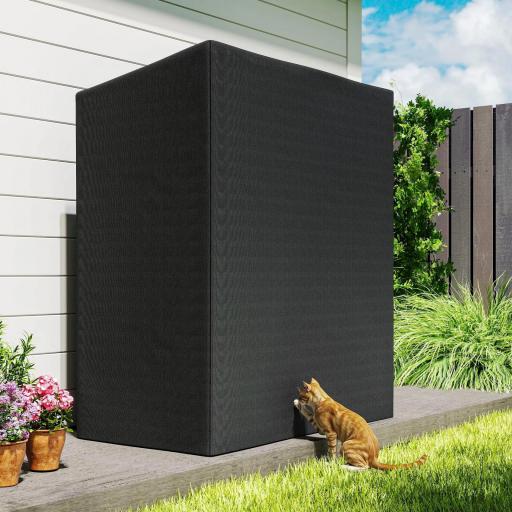 Leñero Exterior Metálico de Chimenea Soporte para Leña con Cubierta Impermeable Carga 300 kg 140x70x154 cm Negro [6]