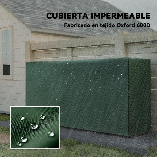 Leñero con Cubierta Estante para Interior y Exterior Carga 200kg 200x36x99 cm Verde Oscuro y Negro [3]