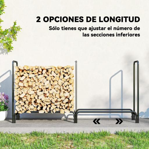 Leñero con Cubierta Estante para Interior y Exterior Carga 200kg 200x36x99 cm Verde Oscuro y Negro [6]