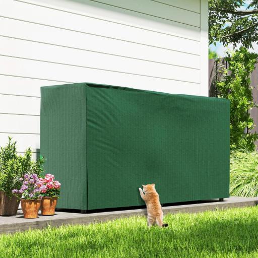 Leñero con Cubierta Estante para Interior y Exterior Carga 200kg 200x36x99 cm Verde Oscuro y Negro [5]