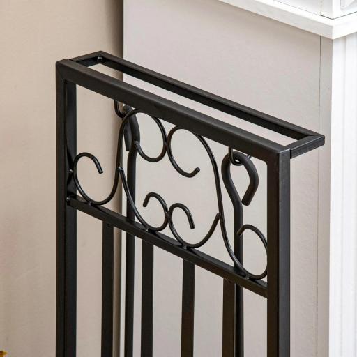 Estante para Leña de Chimenea 75x30x60 cm Soporte para Leña Tradicional Portaleña de Diseño Vintage con 4 Herramientas Base Elevada Carga Máx. 100 kg Acero para Interior y Exterior Negro [5]