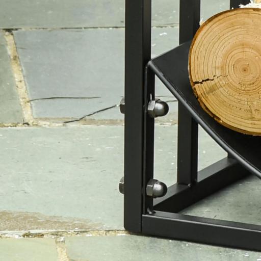 Soporte para Leña de Interior y Exterior en Metal con Estante Curvo de Leña 60,5x36x46,5 cm Negro [7]