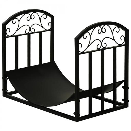 Soporte para Leña de Interior y Exterior en Metal con Estante Curvo de Leña 60,5x36x46,5 cm Negro [9]