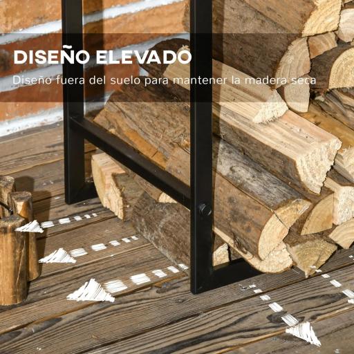 Estante para Leña de Metal Estante de Almacenamiento para Apilar Troncos Soporte para Leña Metálico 50x30x100 cm Negro [3]