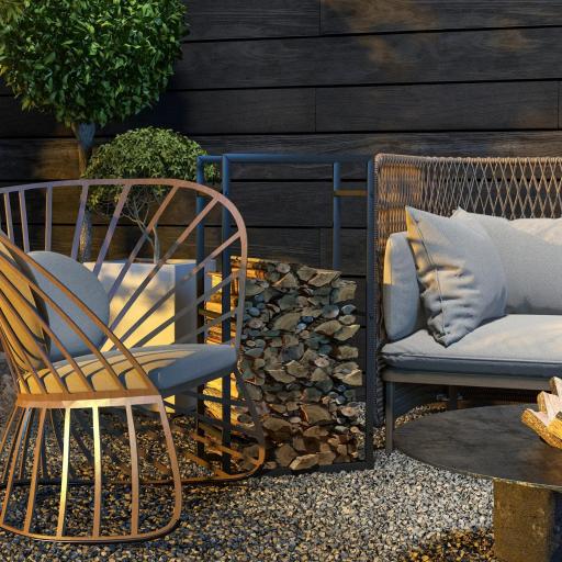 Estante para Leña de Metal Estante de Almacenamiento para Apilar Troncos Soporte para Leña Metálico 50x30x100 cm Negro [2]