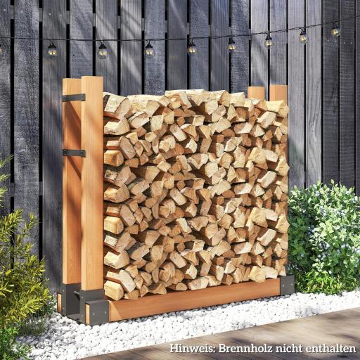 Juego de 2 estanterías de leña para interior 72x43x30cm Estantería de leña con longitud ajustable Metal Negro [1]