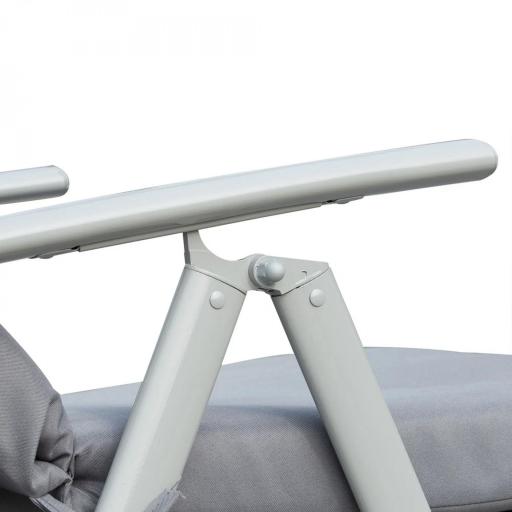 Tumbona Plegable de Jardín con Respaldo Ajustable en 7 Posiciones Cojín Cuerpo Entero y Cabeza 137x63,5x100,5 cm Gris [7]