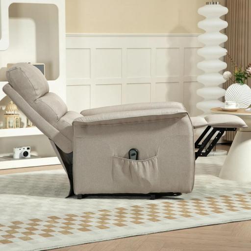 Sillón Relax Reclinable Eléctrico Levanta Personas con Mando a Distancia y Bolsillo Lateral Sillón Elevador Beige [6]