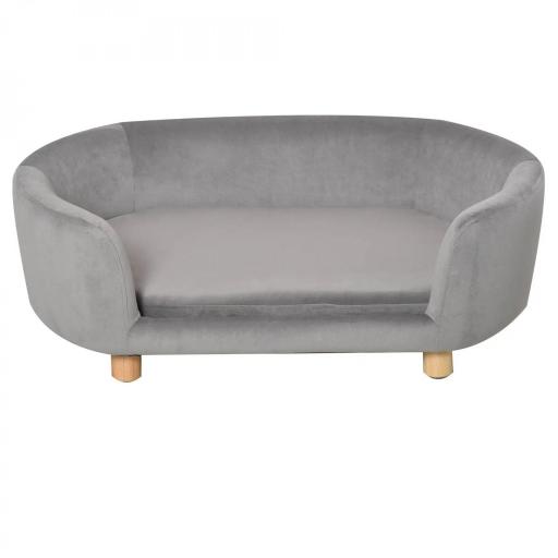 Sofá para Perros Pequeños con Patas de Madera Funda Lavable y Cojín Desmontable 86x55x33 cm Gris Claro [8]