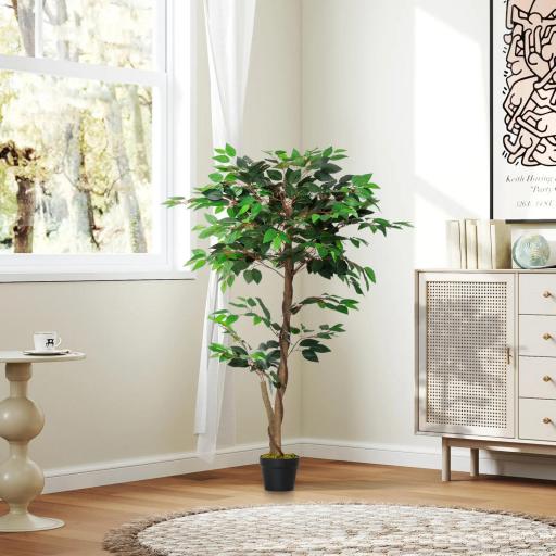 Árbol de Té Artificial 120 cm Planta Artificial con 546 Hojas Musgo y Maceta Planta Artificial Decorativa Verde [7]