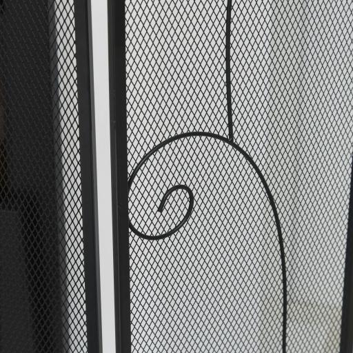 Pantalla de Chimenea Plegable con Bisagras 132,5x76,5 cm ​Estructura de Acero Resistente Malla Decorativa Negro [7]