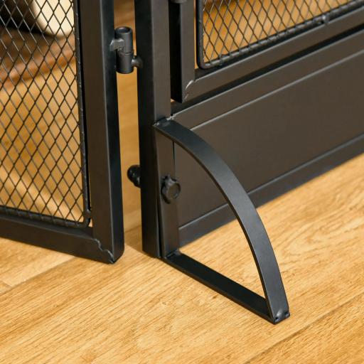Salvachispas Plegable Pantalla Protectora de Chimenea de 3 Paneles con Doble Puerta y Pies 120x11,5x79 cm Negro [6]