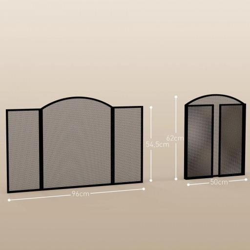 Protector de Chimenea Plegable de 3 Paneles Pantalla de Chimenea con Estructura de Acero 96x62 cm Negro [4]