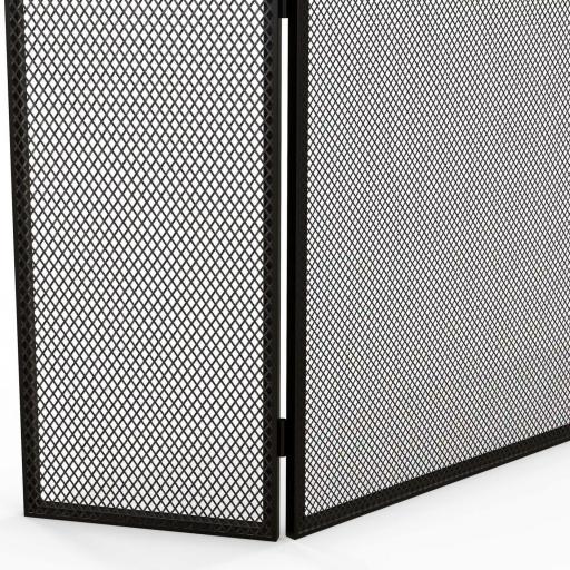 Protector de Chimenea Plegable de 3 Paneles Pantalla de Chimenea con Estructura de Acero 96x62 cm Negro [6]