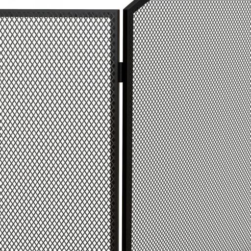 Protector de Chimenea Plegable de 3 Paneles Pantalla de Chimenea con Estructura de Acero 96x62 cm Negro [7]