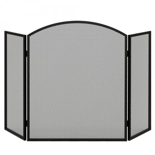 Protector de Chimenea Plegable de 3 Paneles Pantalla de Chimenea con Estructura de Acero 96x62 cm Negro [9]