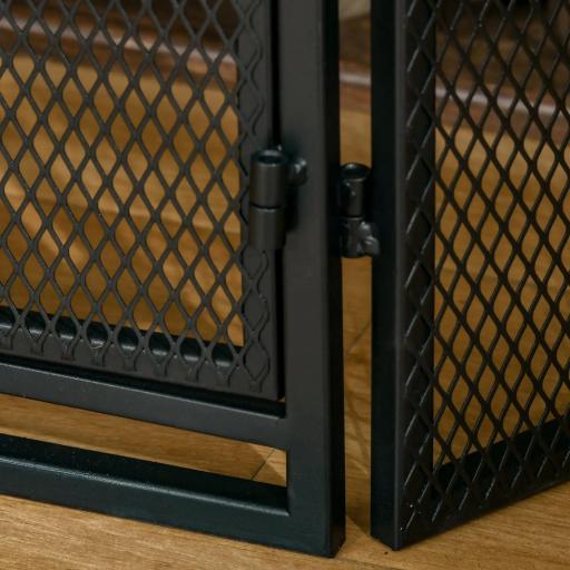 Salvachispas para Chimenea Protector de Chimenea Plegable con Paneles con Doble Puerta 4 Herramientas Estructura de Metal y Ganchos 106x79 cm Negro [7]