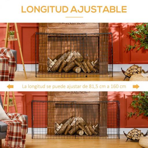 Salvachispas para Chimenea con Longitud Ajustable 81,5-160x44x68 cm Protector de Chimenea con Alambre de Metal Negro [7]