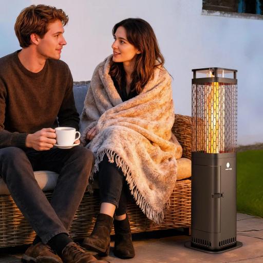 Estufa de Pellets 6.86 KW sin Electricidad con Tubo de Vidrio Base Antideslizante y Rejilla Metálica sin Humo Negro