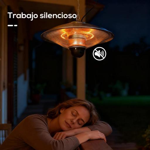 Calefactor Exterior de Techo 1010/2210W Estufa de Infrarrojos con Mando a Distancia Ø58,5x33 cm 12,6 m² Plata [5]