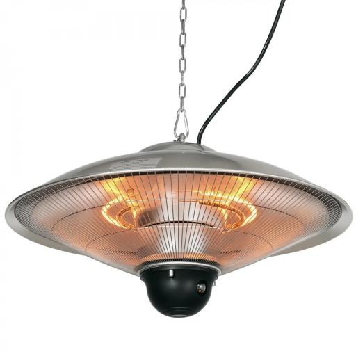 Calefactor Exterior de Techo 1010/2210W Estufa de Infrarrojos con Mando a Distancia Ø58,5x33 cm 12,6 m² Plata [8]