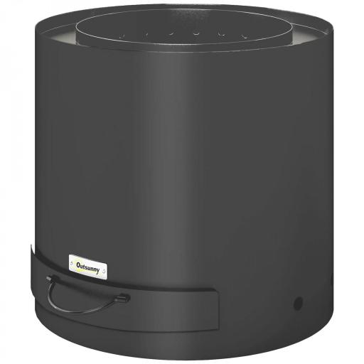 Brasero Exterior Redondo con Bandeja para Cenizas y Atizador Protector de Chispas para Jardín Terraza Ø45x42 cm Negro [8]