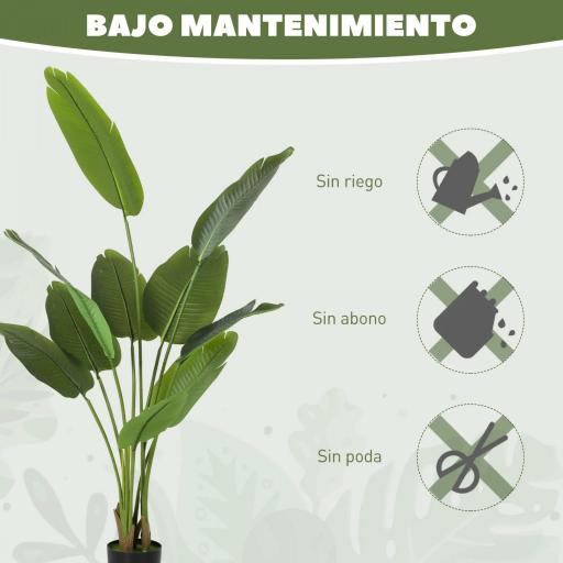 Planta Artificial Decorativa 160 cm Bananera Artificial con Maceta y Hojas para Interior Verde [4]