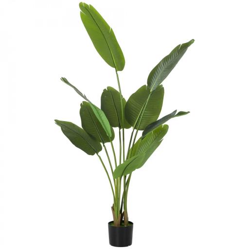 Planta Artificial Decorativa 160 cm Bananera Artificial con Maceta y Hojas para Interior Verde [8]