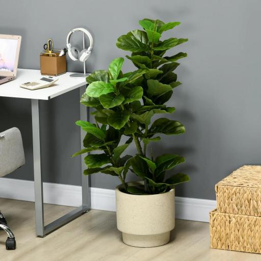 Conjunto de 2 Plantas Artificiales Decorativas 110x15 cm Árboles Artificiales de Ficus con 90 Hojas y Macetas Verde [9]