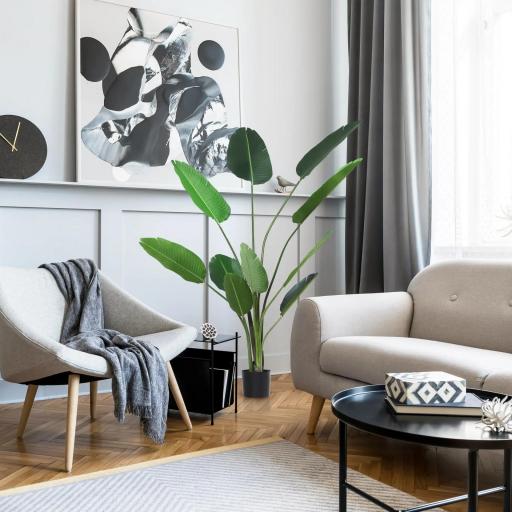 Planta de Decoración Artificial de Palma Árbol Realista con Maceta 10 Hojas Ф18x180cm para Interior No Requiere Instalación