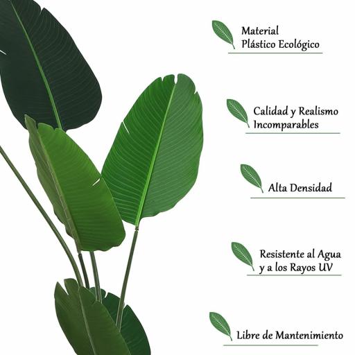 Planta de Decoración Artificial de Palma Árbol Realista con Maceta 10 Hojas Ф18x180cm para Interior No Requiere Instalación [4]