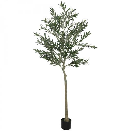 Planta Artificial Decorativa de 180cm Árbol de Olivo con 900 Hojas y 40 Aceitunas en Maceta para Interior Verde [8]