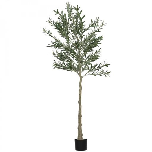 Planta Artificial Decorativa de 180cm Árbol de Olivo con 900 Hojas y 40 Aceitunas en Maceta para Interior Verde [9]