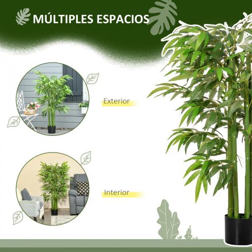 Bambú Artificial 140 cm con Maceta y Cañas Realistas Árbol Sintético Interior para Decoración de Hogar Oficina Interior Verde [2]