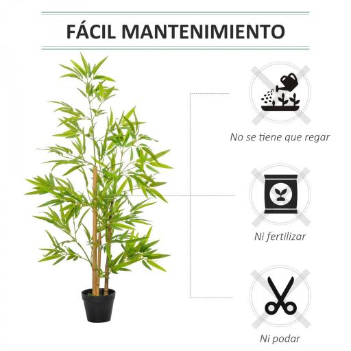 Planta Artificial de Bambú 120 cm Árbol Artificial en Maceta Decorativa para Interior Hogar Ø15,5x120 cm Verde [2]