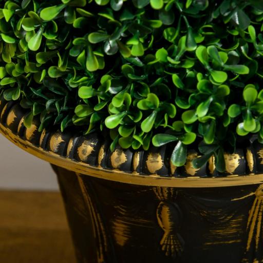 Árbol Artificial en Espiral de Boj, Set de 2 Plantas Artificiales, con Maceta, Altura de 90 cm, Verde [3]