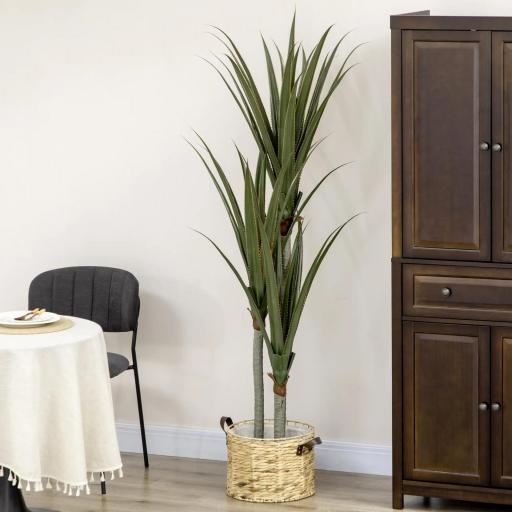 Yuca Artificial 190cm Planta Artificial con 39 Hojas Decoración para Hogar Salón Oficina Jardín Ø17x190 cm Verde [6]