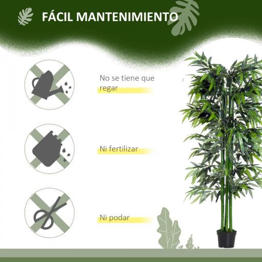 Planta Artificial 180 cm con Cañas Maceta Árbol Artificial Decoración para Hogar Salón Oficina Verde [4]