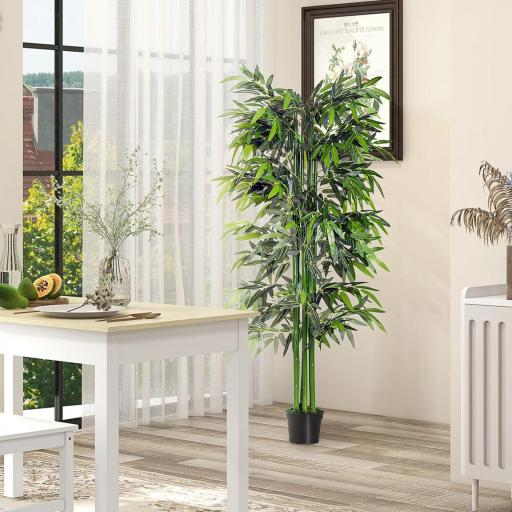 Planta Artificial 180 cm con Cañas Maceta Árbol Artificial Decoración para Hogar Salón Oficina Verde [6]