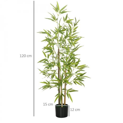  2 Plantas Artificiales Plantas Sintéticas de Bambú con 498 Hojas para Decoración en Salón Oficina Ø15x120 cm Verde [1]