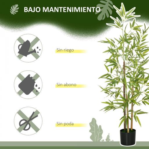  2 Plantas Artificiales Plantas Sintéticas de Bambú con 498 Hojas para Decoración en Salón Oficina Ø15x120 cm Verde [4]
