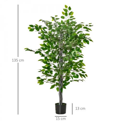 Planta Ficus Artificial 135 cm en Maceta con 756 Hojas Planta Sintética Realista para Interior [1]